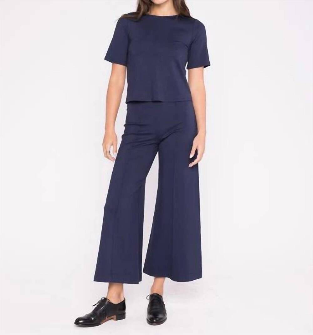 NEW RIPLEY RADER ponte knit wide leg pant in navy